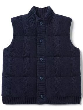 Janie and Jack cable knit sweater puffer vest size 2T, navy